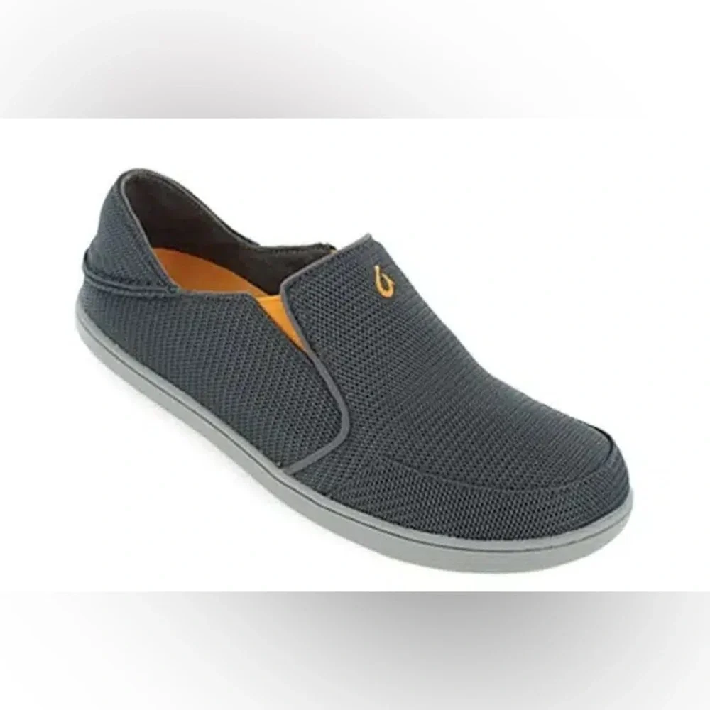 OLUKAI NOHEA MESH GREY MEN’S SLIP-ON SHOES SIZE 8 GREY LOAFERS